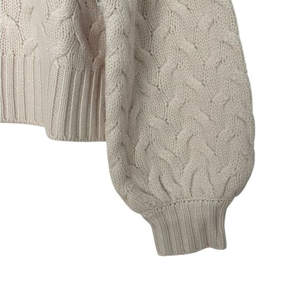 Equipment Stefania Wool Cable Knit Cropped Sweater in Cream | Size S - Picture 4 of 8